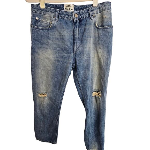 Acne Studios Womens Pop Trash Distressed Straight Cropped Jeans Sz 38 US 29/30 - Picture 2 of 11